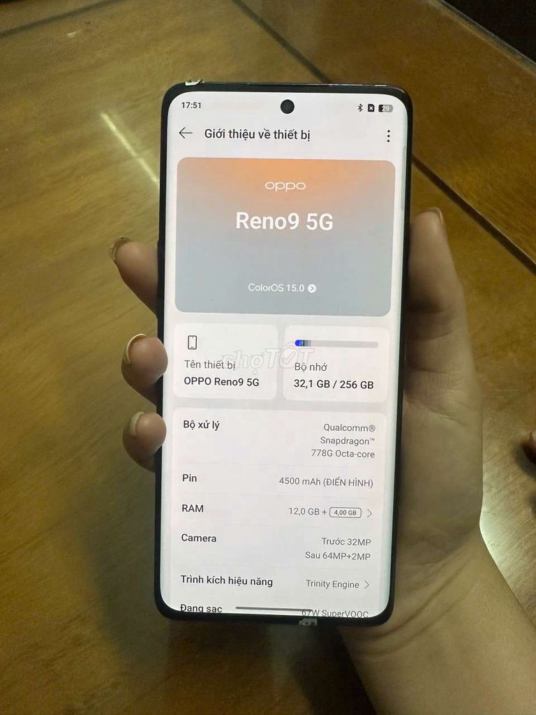 OPPO Reno 9 5G 256GB Đen. Mua bán Điện thoại tại Thành phố Vinh Nghệ An được đăng bởi Dacvucat hình 1