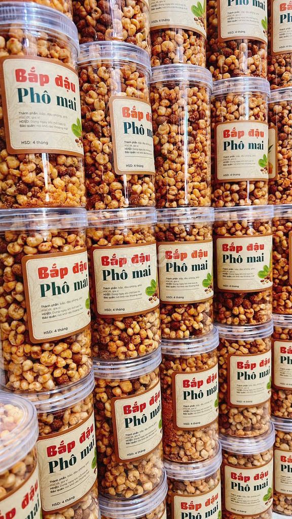 Hủ 350gr Bắp sấy Đậu phộng tỏi ớt lắc Phô mai