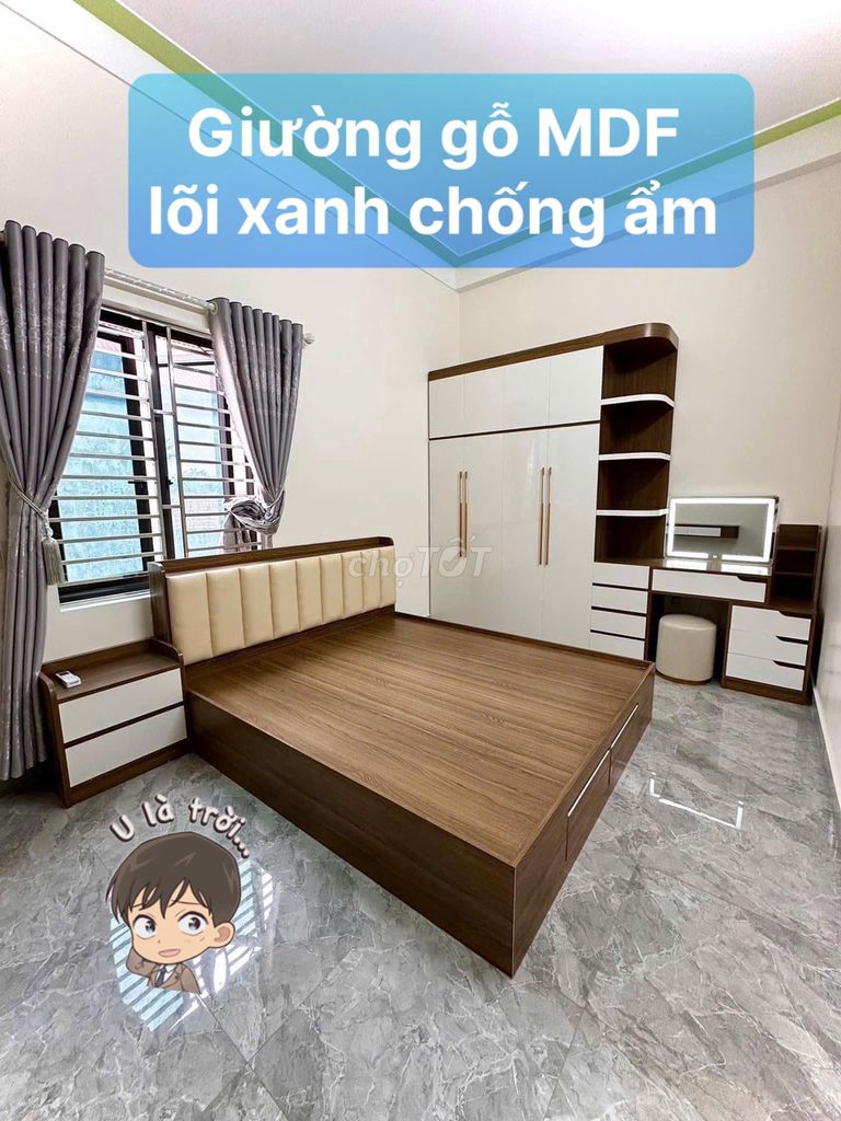 Giường##gỗ#lõi xanh# chống ẩm móc# giường gỗ MDF