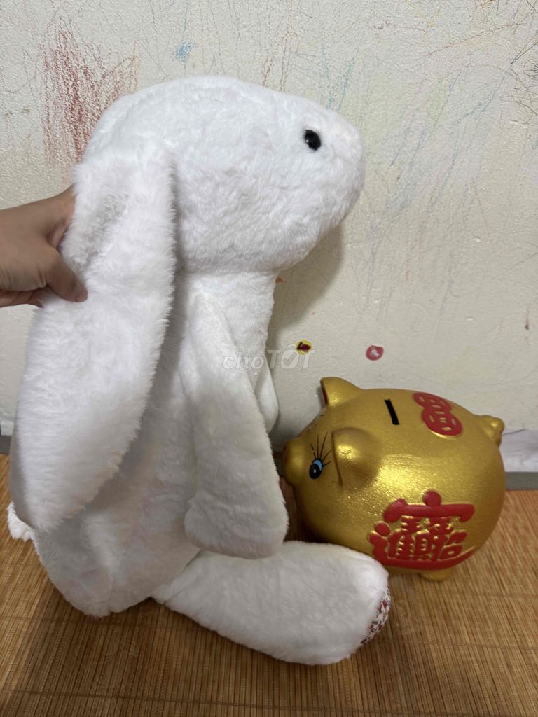 Thú nhồi bông trắng 60cm vải bông