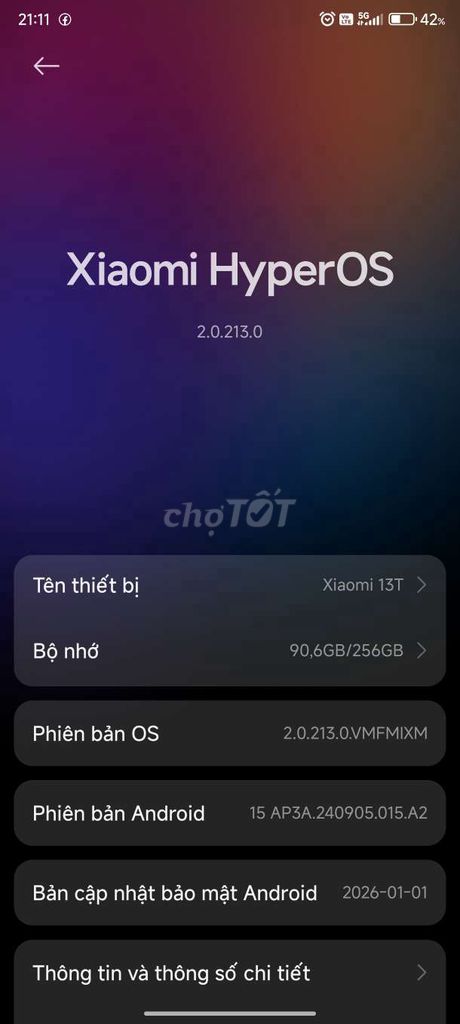 Xiaomi 13T 256GB HyperOS. Mua bán Điện thoại tại Thị xã Bến Cát Bình Dương được đăng bởi anh thợ mủ phú yên hình 1