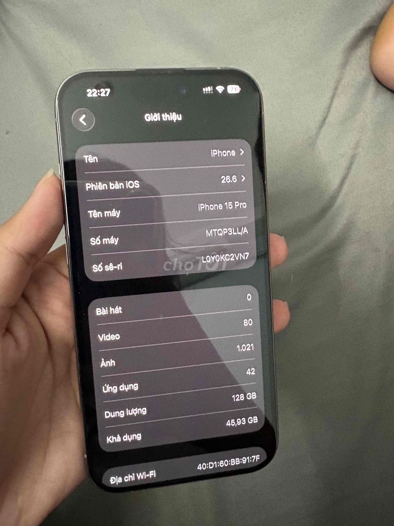 Apple iPhone 15 Pro 128 cnc 1 sim lock. Mua bán Điện thoại tại Quận Tân Bình Tp Hồ Chí Minh được đăng bởi Nguyễn Trung Hiếu hình 1