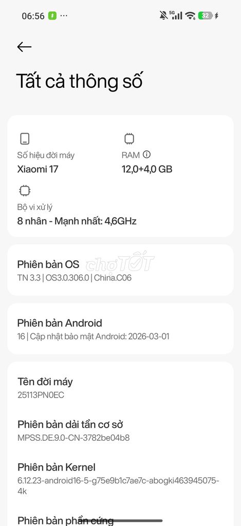 Xiaomi 17 Xám 12GB/231GB. Mua bán Điện thoại tại Quận Thanh Khê Đà Nẵng được đăng bởi Huy Dương hình 1