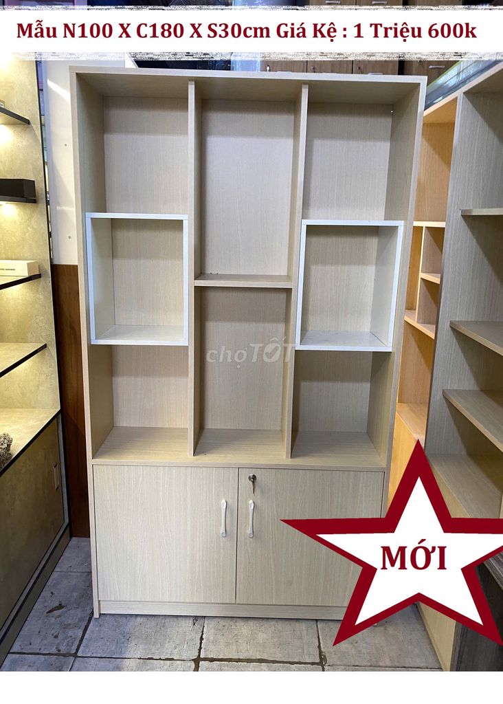 SALE KỆ SÁCH 100X180X30CM PHỦ KEM VÂN GỖ. Mua bán Tủ, kệ gia đình tại Quận Tân Bình Tp Hồ Chí Minh được đăng bởi  BÀN GHẾ VĂN PHÒNG VÀ TỦ TRƯNG BÀY SHOP hình 1