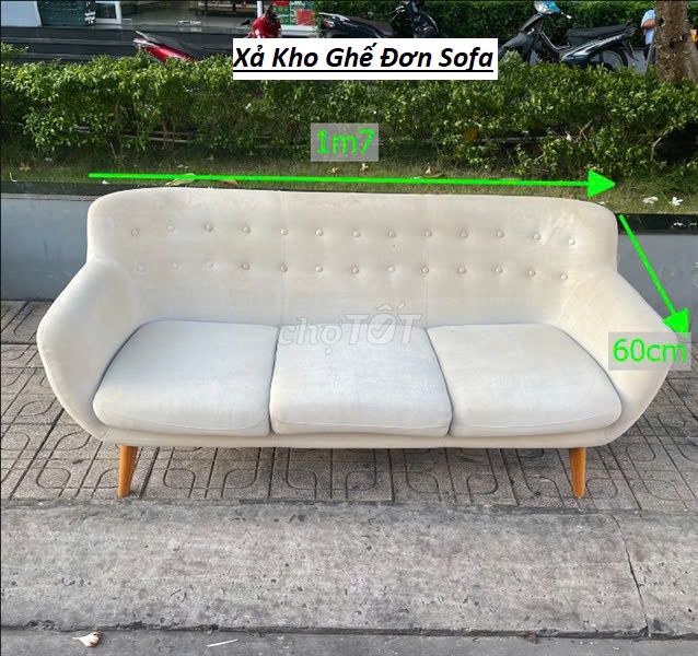 Ghế Sofa Bọc Vải Nỉ Chân Gỗ Xả Kho