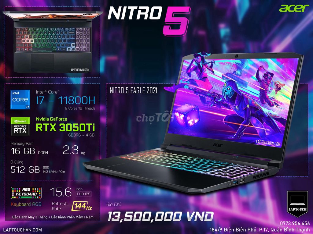 Acer Nitro 5 Eagle AN515 - 57 [ RTX 3050Ti ]. Mua bán Laptop tại Quận Bình Thạnh Tp Hồ Chí Minh được đăng bởi Cửa Hàng Máy Tính Laptouch VN hình 1