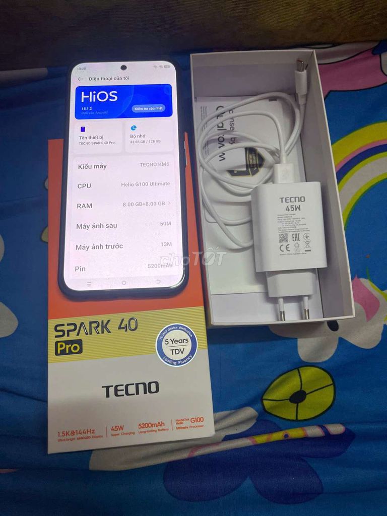 Tecno Spark 40 Pro 128GB Đen Đã sử dụng. Mua bán Điện thoại tại Quận Bình Thạnh Tp Hồ Chí Minh được đăng bởi kubi hình 1