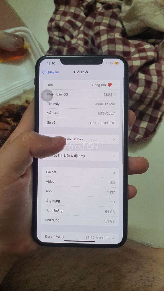 iPhone Xs Max 64GB Đen Nứt kính lưng. Mua bán Điện thoại tại Thành phố Vĩnh Long Vĩnh Long được đăng bởi Nguyễn Hữu Cường hình 1