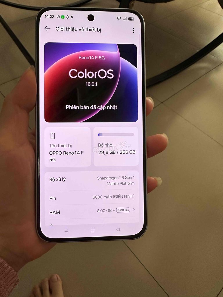 OPPO Reno14 F 5G 256GB Trắng. Mua bán Điện thoại tại Huyện Long Thành Đồng Nai được đăng bởi Phạm văn đạt hình 1