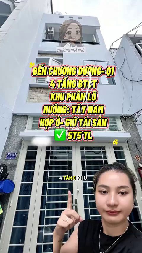 Bán nhà 4 tầng Bến Chương Dương, Q1 - 5.5 Tỷ