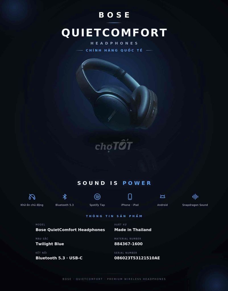 Tai nghe Bose QuietComfort Bluetooth 5.3 Mới 100%. Mua bán Tivi, Âm thanh tại Quận Ba Đình Hà Nội được đăng bởi Đào Văn Khoa hình 1