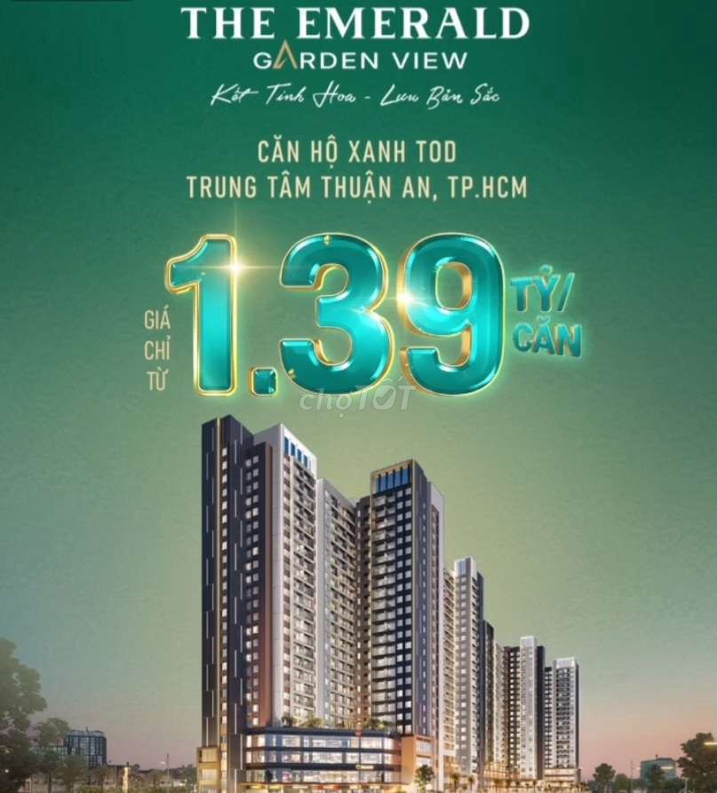 Emerald Garden View- Giỏ hàng cđt- căn 1pn giá chỉ 1ty39
