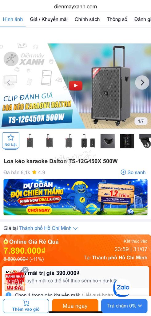 Loa kéo Dalton TS-12G450X Đen 500W. Mua bán Tivi, Âm thanh tại Thành phố Long Khánh Đồng Nai được đăng bởi Thanh Phat hình 1
