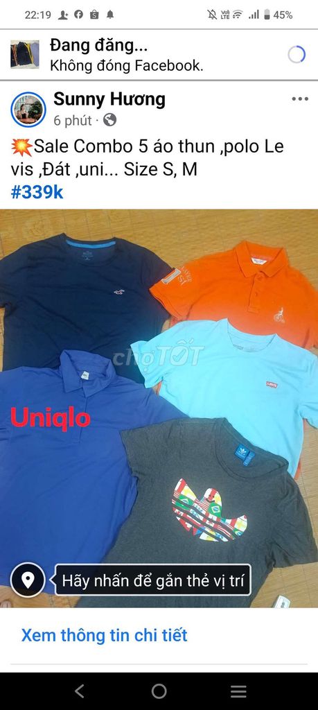 Set 5 Áo thun, POLO hiệu LEVIS ADIDAS ..size S, M. Mua bán Quần áo tại Quận Gò Vấp Tp Hồ Chí Minh được đăng bởi KHO ĐỒ HIỆU 2HAND  hình 1