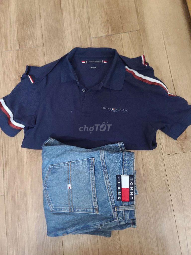 Bộ quần jean tommy và áo polo tommy