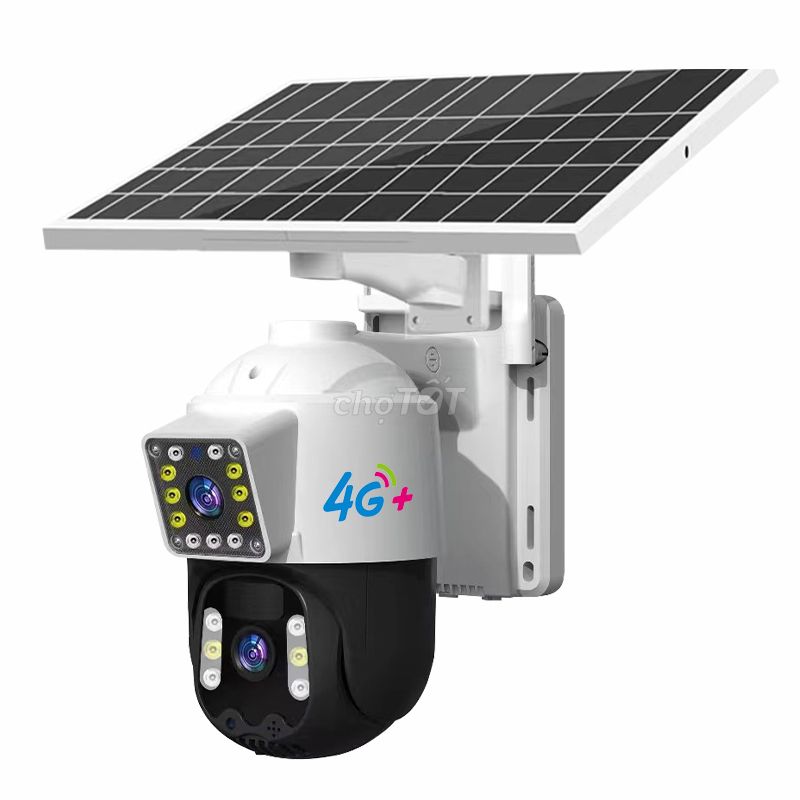 Camera Năng Lượng SOLAR Mặt Trời 2 Mắt 4G  17 LED