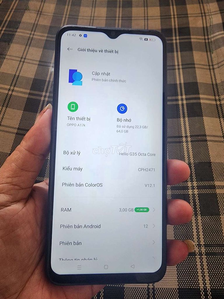 Oppo A17k 64GB Xanh. Mua bán Điện thoại tại Thành phố Thủ Đức Tp Hồ Chí Minh được đăng bởi Quốc Tuấn  hình 1