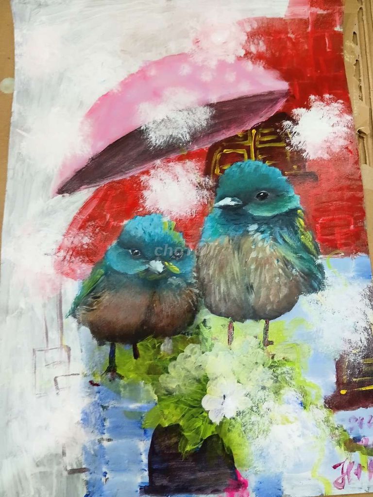Tranh vẽ Acrylic A3 chủ đề Chim. Mua bán Đồ sưu tầm, đồ cổ tại Thành phố Hạ Long Quảng Ninh được đăng bởi Nguyễn Quỳnh Hương hình 1