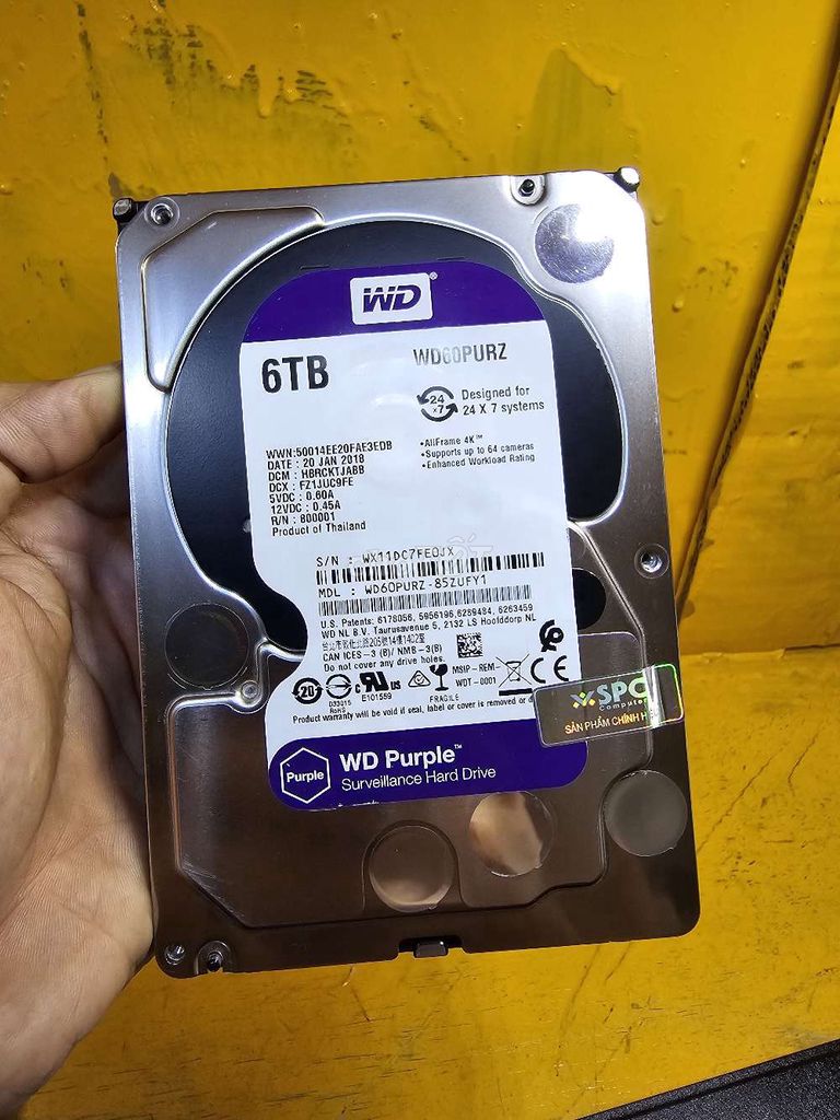 Ổ cứng HDD WD WD60PURZ 6TB Tím Nguyên zin. Mua bán Linh kiện (RAM, Card...) tại Quận Ninh Kiều Cần Thơ được đăng bởi ĐỒ CỦ DÙNG TỐT hình 1