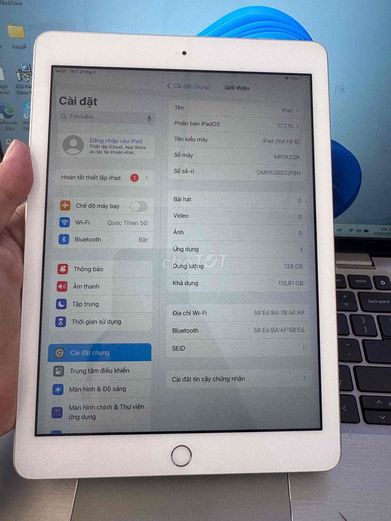 Apple iPad Gen 6 128GB Bạc. Mua bán Máy tính bảng tại Quận 6 Tp Hồ Chí Minh được đăng bởi QUỐC THIÊN BÁN GÓP 0 ĐỒNG  hình 1