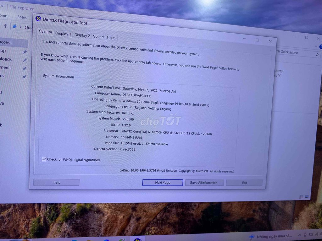Dell G5 5500 i7 15.6 inch 16GB/512GB rtx 2060 6g. Mua bán Laptop tại Thành phố Thủ Dầu Một Bình Dương được đăng bởi Kho Laptop Bình Dương Thanh Lý Giá Rẻ hình 1