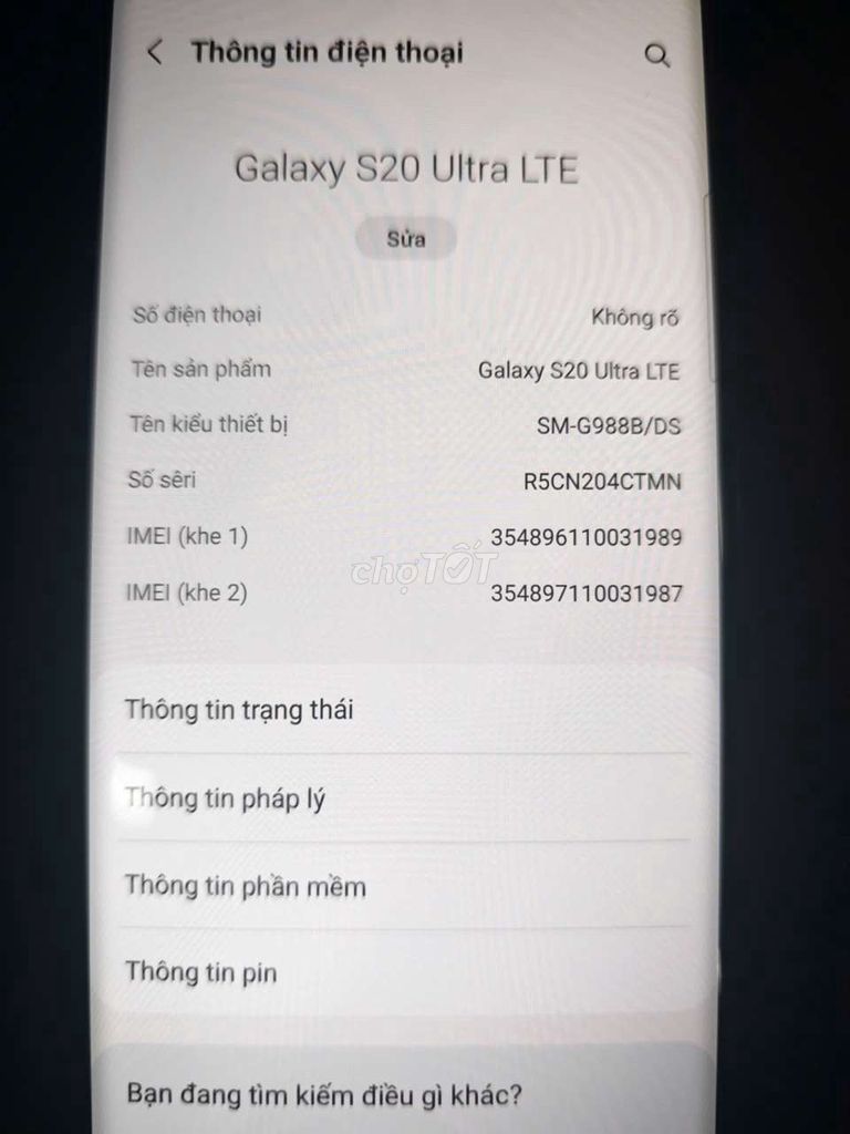 bán Samsung S20 Ultra ram 12/128gb còn đẹp. Mua bán Điện thoại tại Thành phố Thủ Đức Tp Hồ Chí Minh được đăng bởi TVYN hình 1