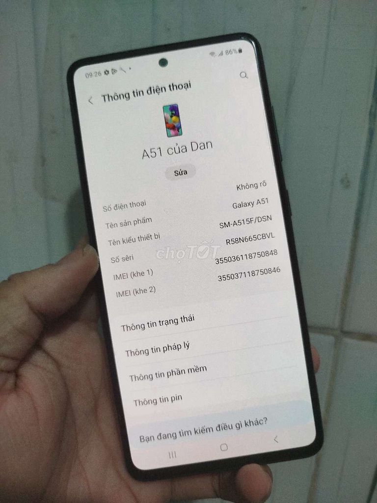 Samsung Galaxy A51 Xanh ngọc. Mua bán Điện thoại tại Thành phố Thủ Đức Tp Hồ Chí Minh được đăng bởi Thanh Ly SD hình 1