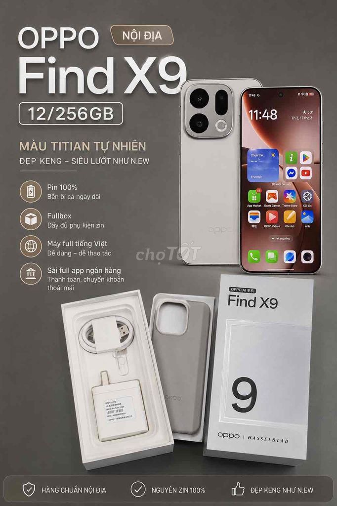 OPPO Find X9 256GB Titian Như mới. Mua bán Điện thoại tại Quận Ninh Kiều Cần Thơ được đăng bởi SUN APPLE STORE hình 1