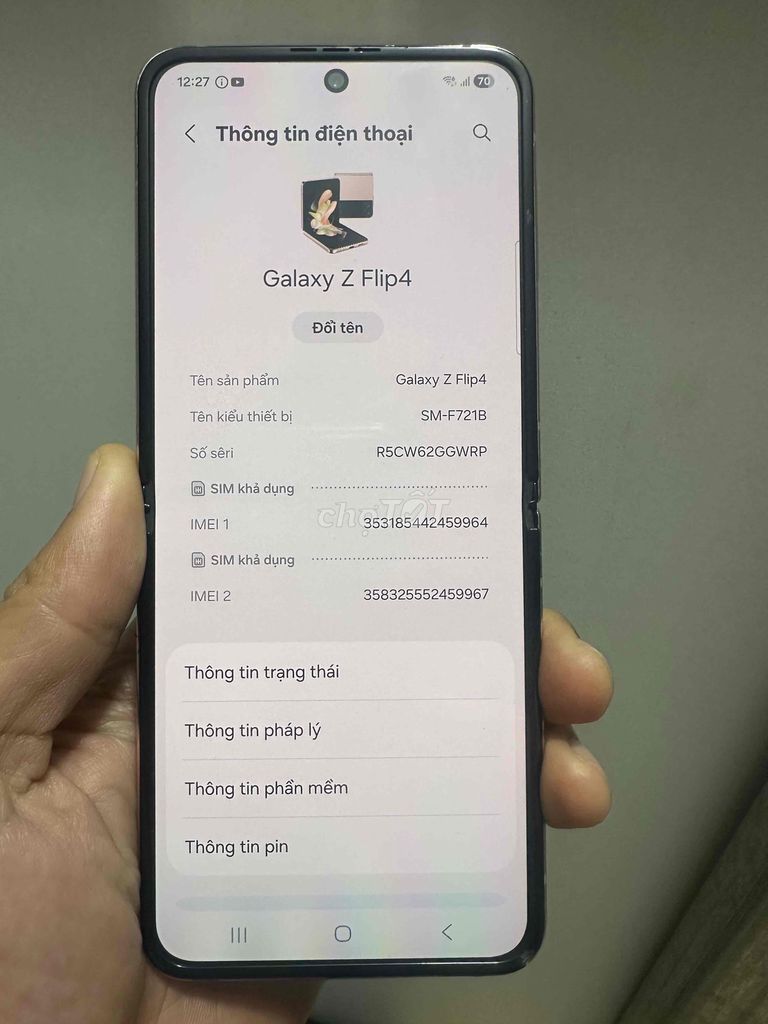Samsung Galaxy Z Flip4 Kem Đã sử dụng. Mua bán Điện thoại tại Thành phố Biên Hòa Đồng Nai được đăng bởi Nguyễn Hoàng Tùng hình 1
