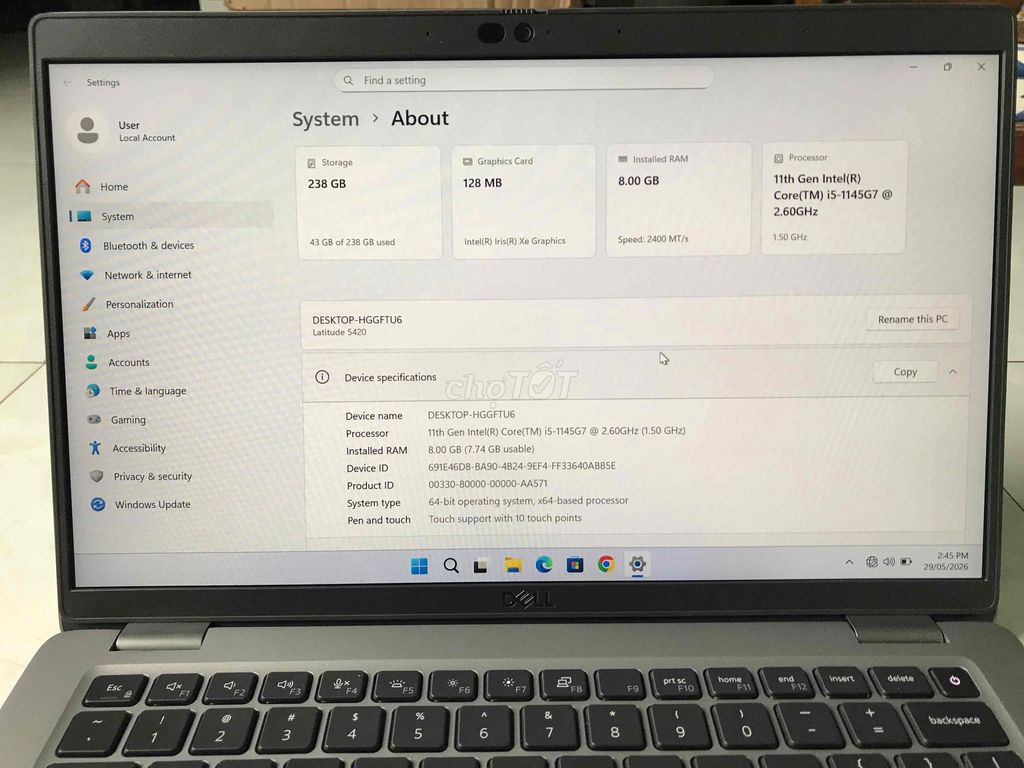 Dell E5420 i5-1145G7 14 inch 8GB/256GB SSD. Mua bán Laptop tại Huyện Châu Thành Đồng Tháp được đăng bởi MinhNhutMNC hình 1