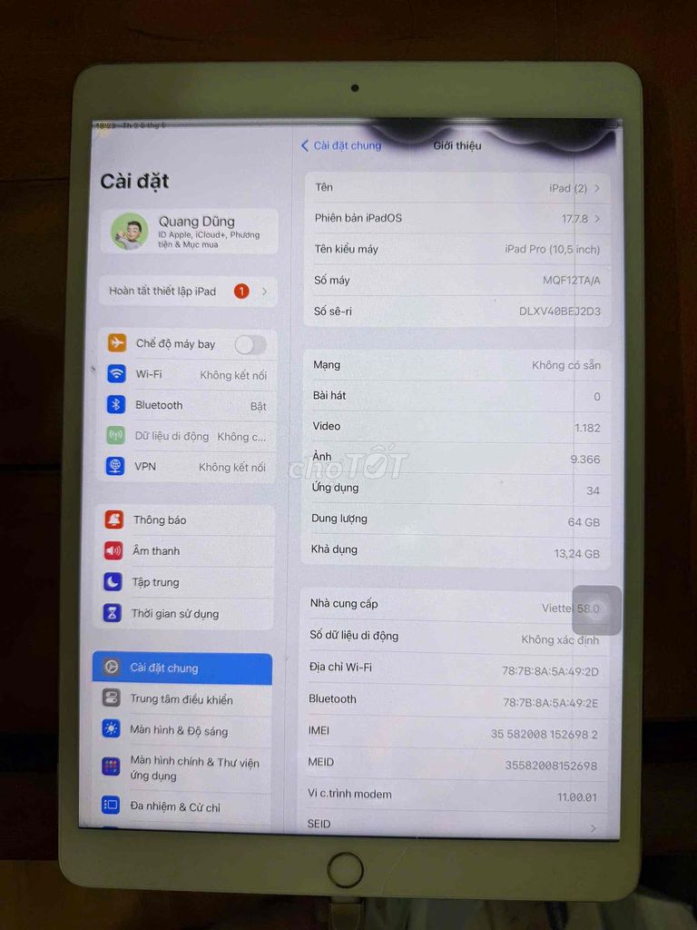 Apple iPad Pro 10.5 inch 64GB Vàng. Mua bán Máy tính bảng tại Quận Nam Từ Liêm Hà Nội được đăng bởi Văn Thưởng hình 1