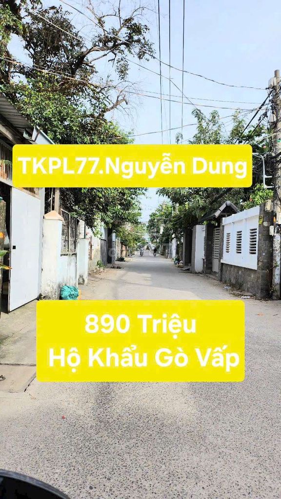 CHỈ 890 HỘ KHẨU GÒ VẤP LÊ ĐỨC THỌ - HẺM 3M CÁCH XE TẢI 3 CĂN