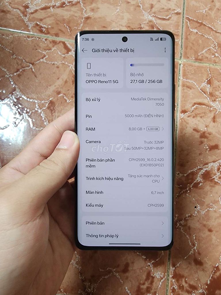 Oppo Reno 11 5G 256GB Xám. Mua bán Điện thoại tại Quận 8 Tp Hồ Chí Minh được đăng bởi Khang hình 1