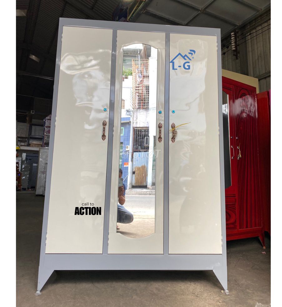 Tủ quần áo Sắt Trắng 3 cánh Thiết kế đơn giản,. Mua bán Tủ, kệ gia đình tại Quận 8 Tp Hồ Chí Minh được đăng bởi GIƯỜNG SẮT SƠN LÂM hình 1