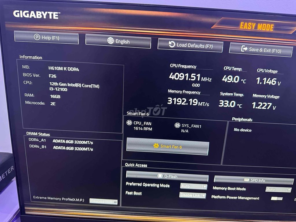 Main Gigabyte H610 i3 12100 16GB DDR4 3200MH. Mua bán Linh kiện (RAM, Card...) tại Thành phố Thủ Dầu Một Bình Dương được đăng bởi Tiến hình 1
