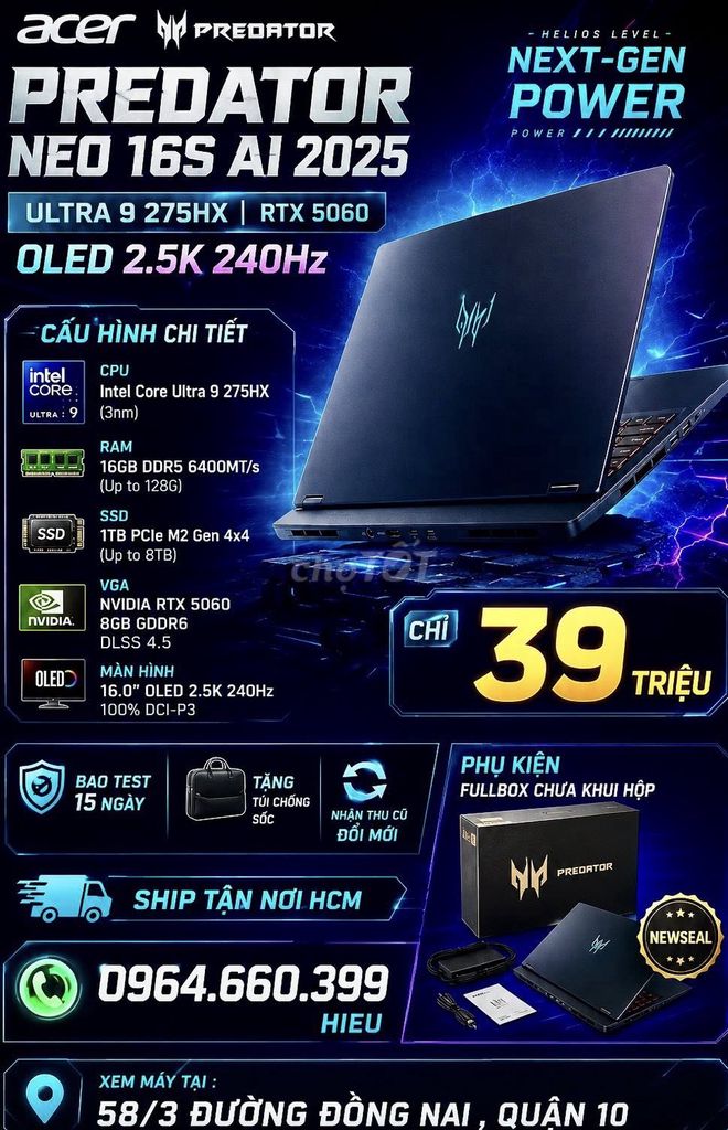 Acer Predator Helios Neo 16S. Mua bán Laptop tại Quận 10 Tp Hồ Chí Minh được đăng bởi Hội Đồ Điện Tử hình 1