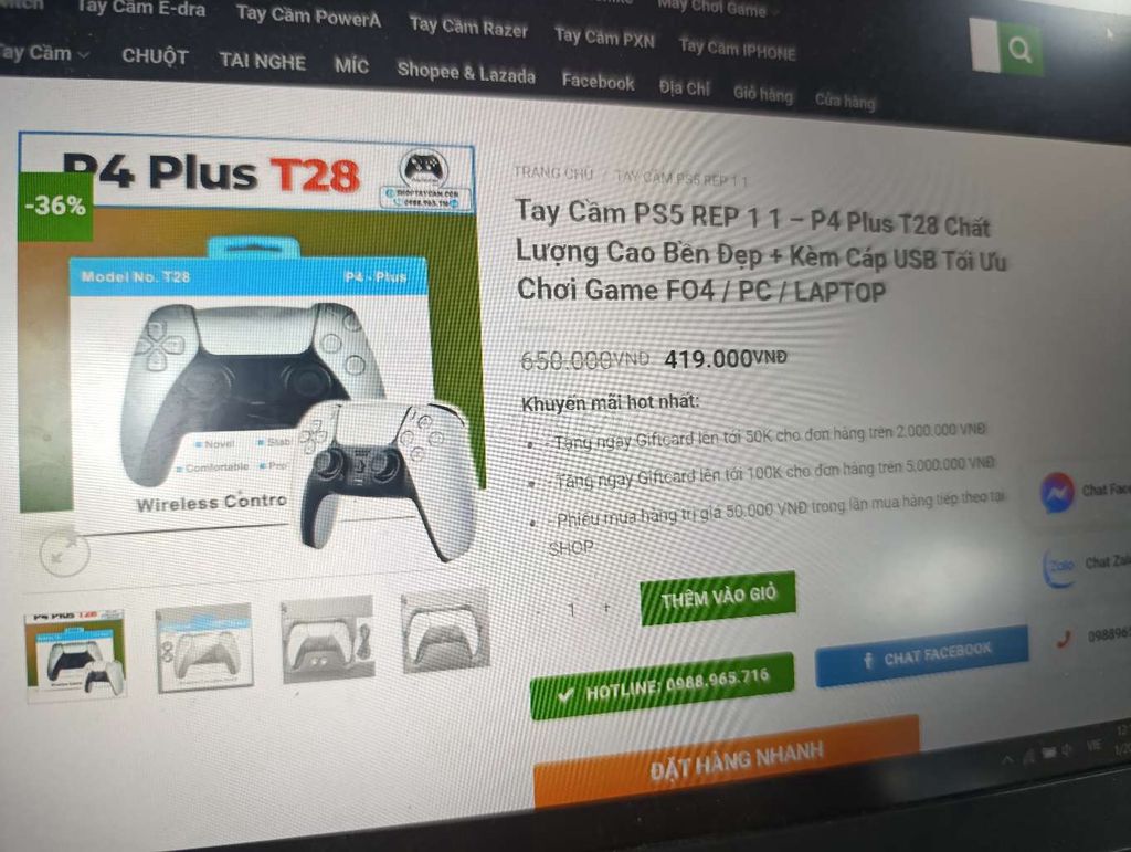 Tay cầm chơi game t28 plus (ps4) bluetooth