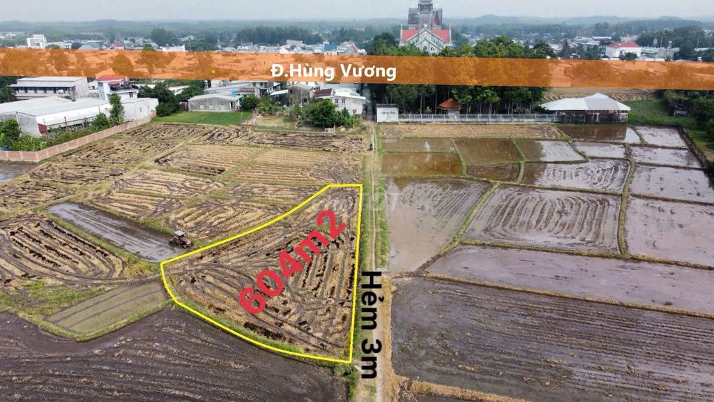 604m2 đất phủ hồng hẻm xe hơi 1 xẹc đ.Hùng Vương xã V.Thanh giá tốt