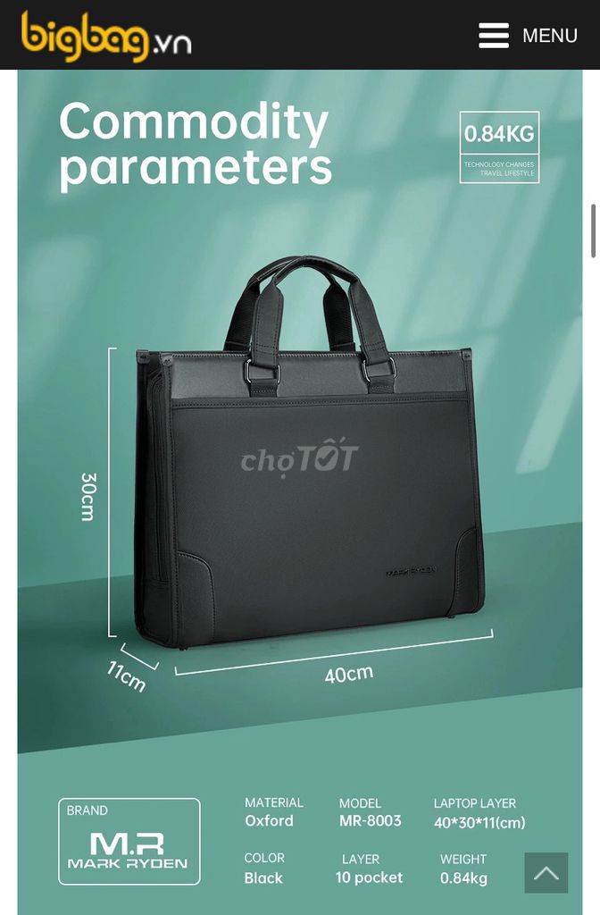 Cặp xách laptop MARK RYDEN MR-8003 Oxford Đen. Mua bán Túi xách tại Thành phố Thủ Đức Tp Hồ Chí Minh được đăng bởi Mr Thọ hình 1