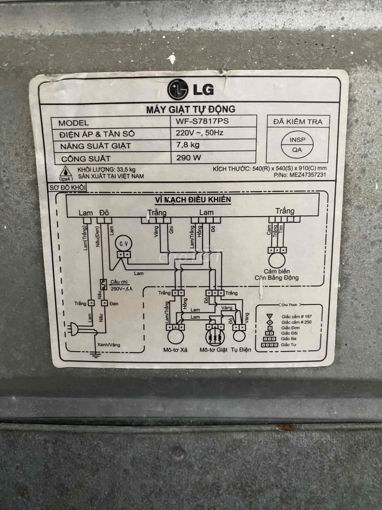 Máy giặt LG cửa trên đã qua sử dụng