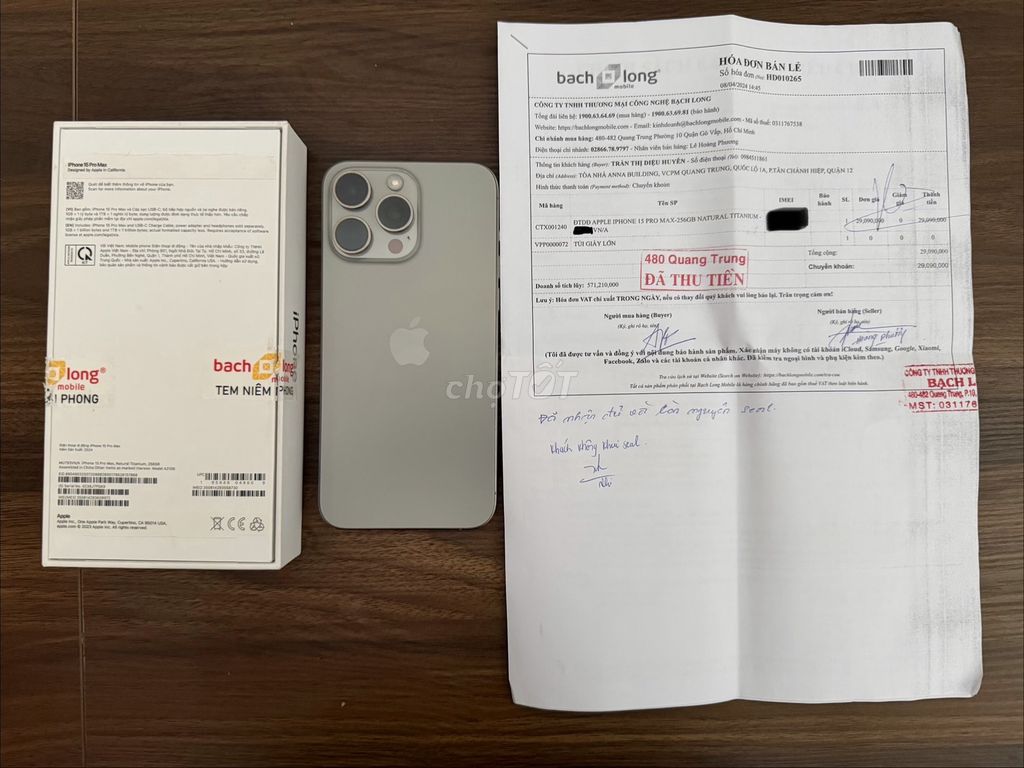 iPhone 15 Pro Max 256GB Titan đẹp nguyên.. Mua bán Điện thoại tại Quận Tân Bình Tp Hồ Chí Minh được đăng bởi Trí hình 1