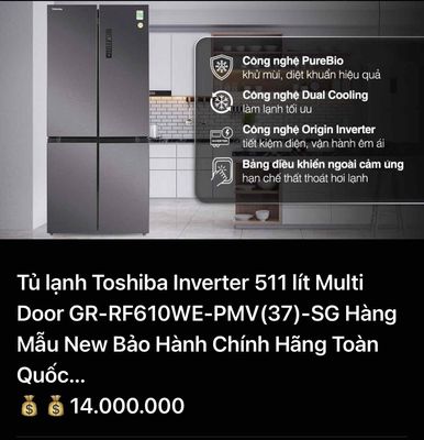 Tủ lạnh Toshiba 511 lít GR-RF610WE