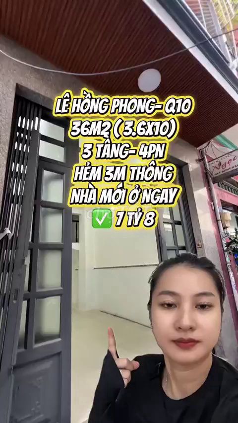 Bán Nhà Lê Hồng Phong Q10 36m2 4PN - 7.8 Tỷ