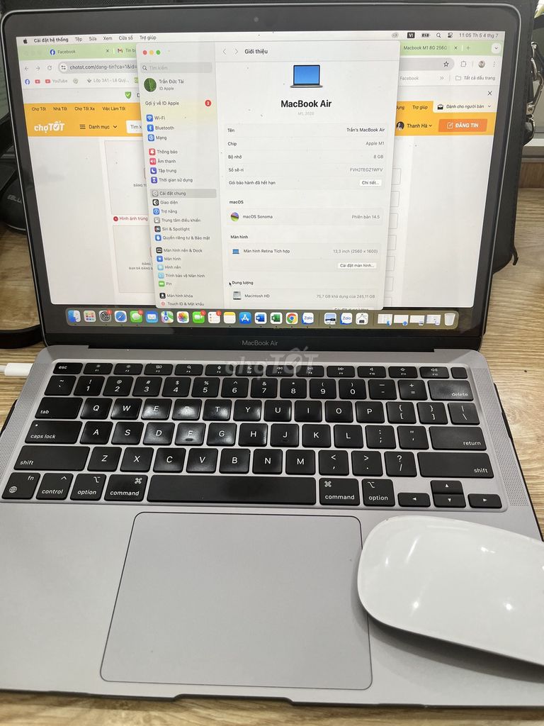 Apple MacBook Air M1 8GB/256GB. Mua bán Laptop tại Quận Hà Đông Hà Nội được đăng bởi Thanh Hà hình 1