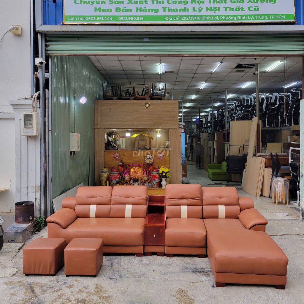 Ghế sofa Da Nâu Góc L 3m1 x 1m7. Mua bán Bàn ghế tại Quận 7 Tp Hồ Chí Minh được đăng bởi Chợ nội thất Cũ TP HCM hình 1
