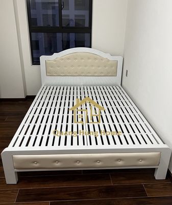 giường sắt hộp vuông - giường đơn 5x10 nệm nhung