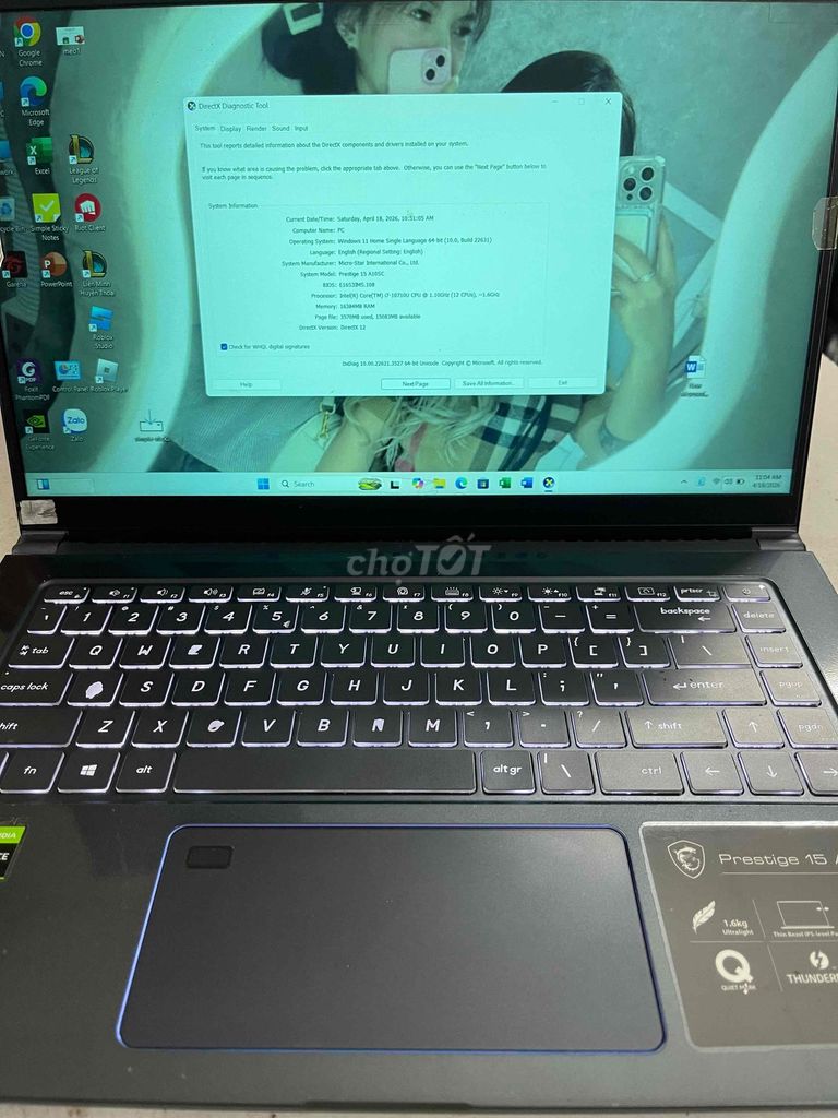 MSI Prestige 15 i7-10710U 16GB/512GB máy đẹp. Mua bán Laptop tại Quận 12 Tp Hồ Chí Minh được đăng bởi Lee Minh hình 1