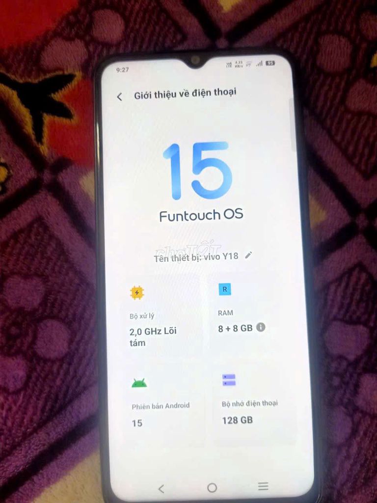Vivo Y18 Tím 8GB/128GB. Mua bán Điện thoại tại Quận Bình Tân Tp Hồ Chí Minh được đăng bởi thanh tâm  hình 1
