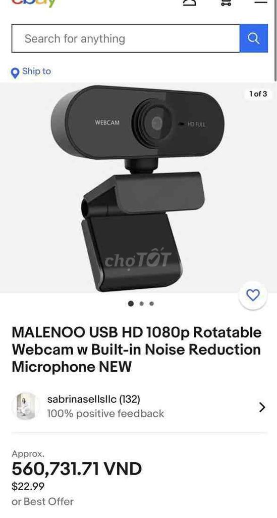 MALENOO USB FHD 1080p Webcam Bên Mỹ gửi về Máy Mới
