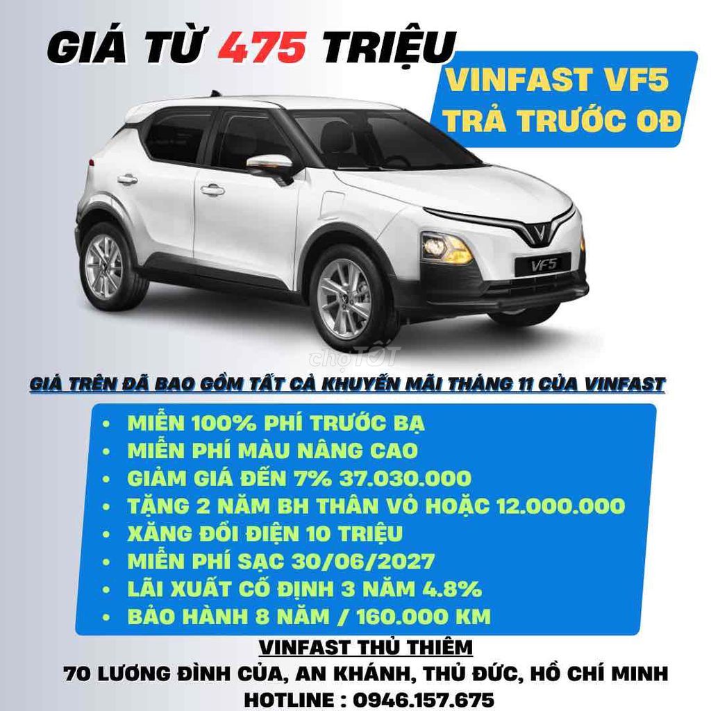 VinFast VF5 Plus - Mua xe 0Đ vay 100%. Mua bán Ô tô tại Thành phố Thủ Đức Tp Hồ Chí Minh được đăng bởi Võ Long Vinfast Thủ Thiêm SG hình 2